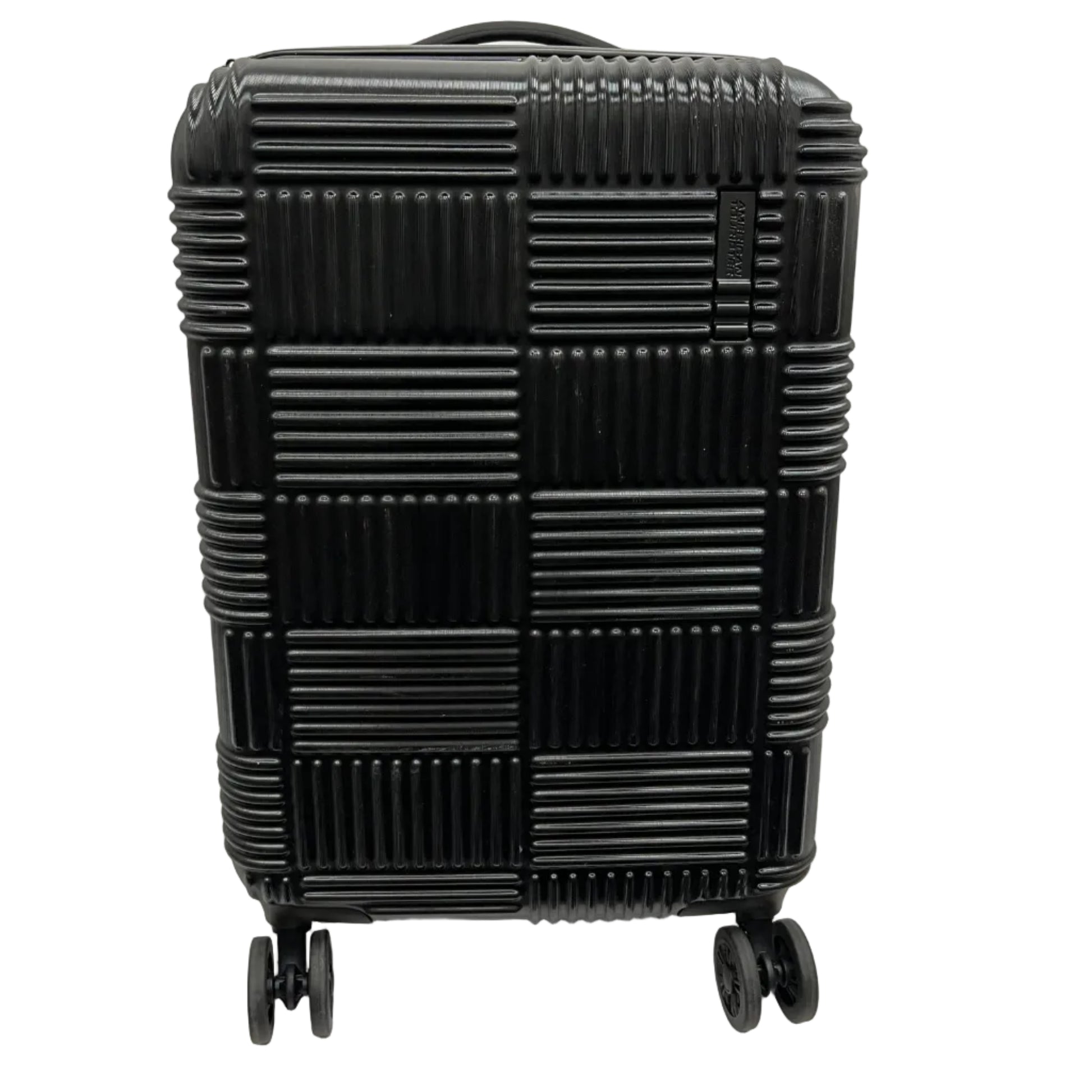 American Tourist Checkered Suitcase Black Front