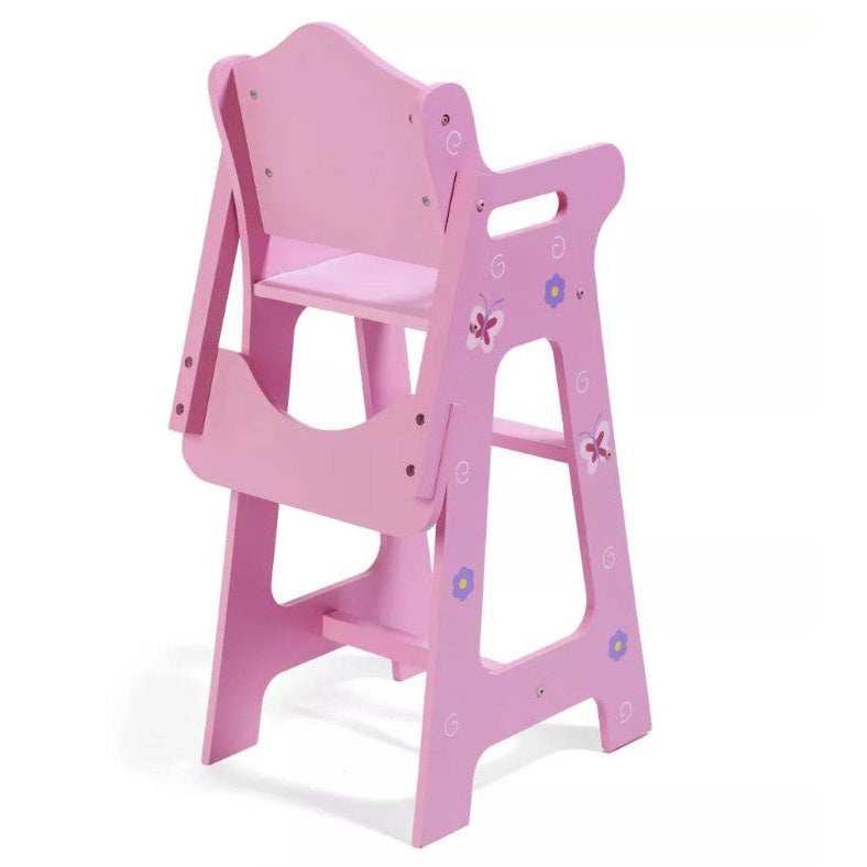 Badger Basket Blossoms & Butterflies Doll High Chair Back View