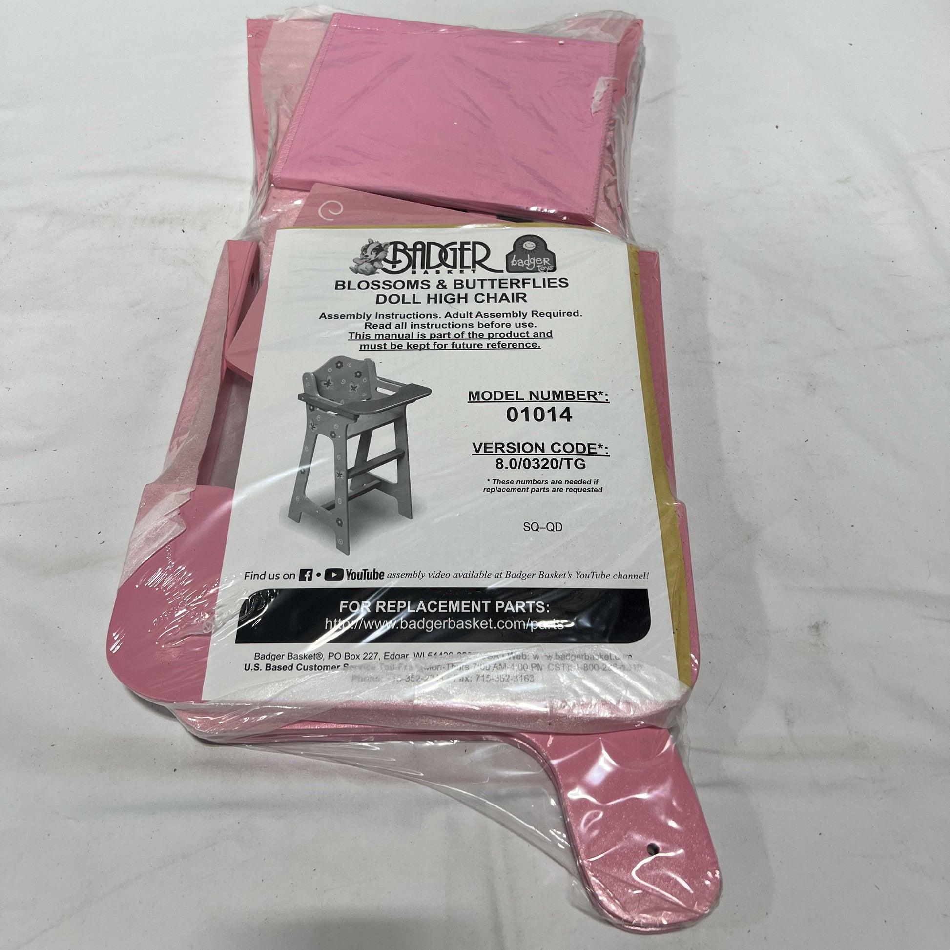 Badger Basket Blossoms & Butterflies Doll High Chair Packaging