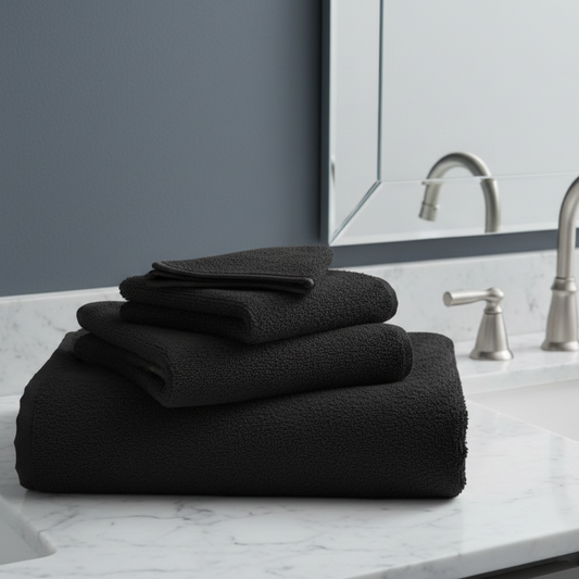 Bliip Box Bathroom Bundle Black Towel Sets Lifestyle