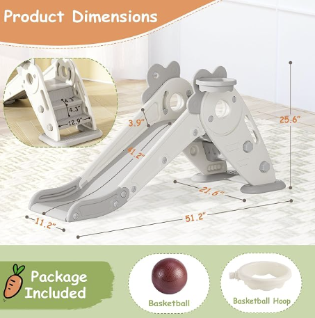 BIERUM Toddler 3-in-1 Foldable Slide Dimensions