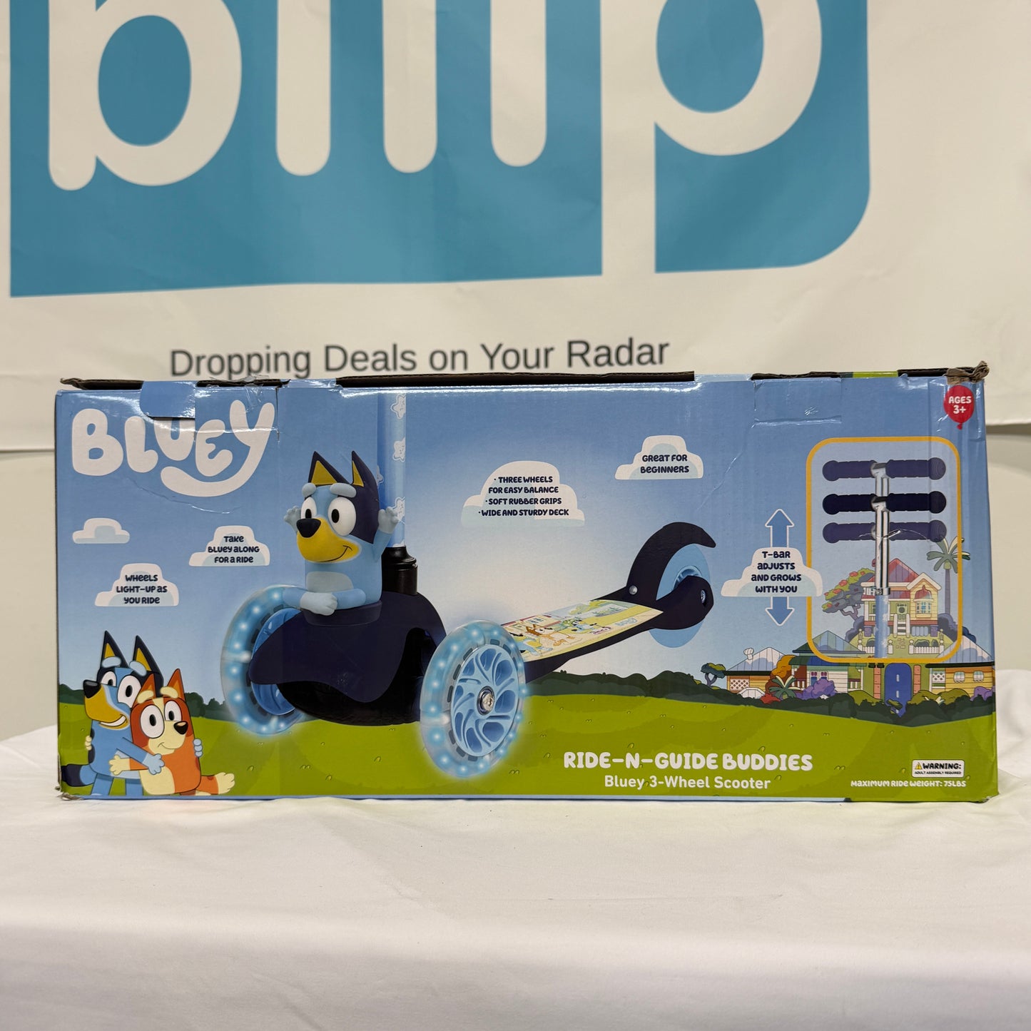 Bluey 3 Wheel Ride N Guide Scooter Box Front