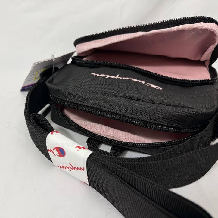 Champion Crossbody Bag Black/Pink Inside