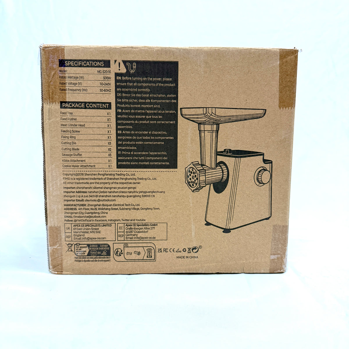 FIMEI Electric Meat Grinder Box Back