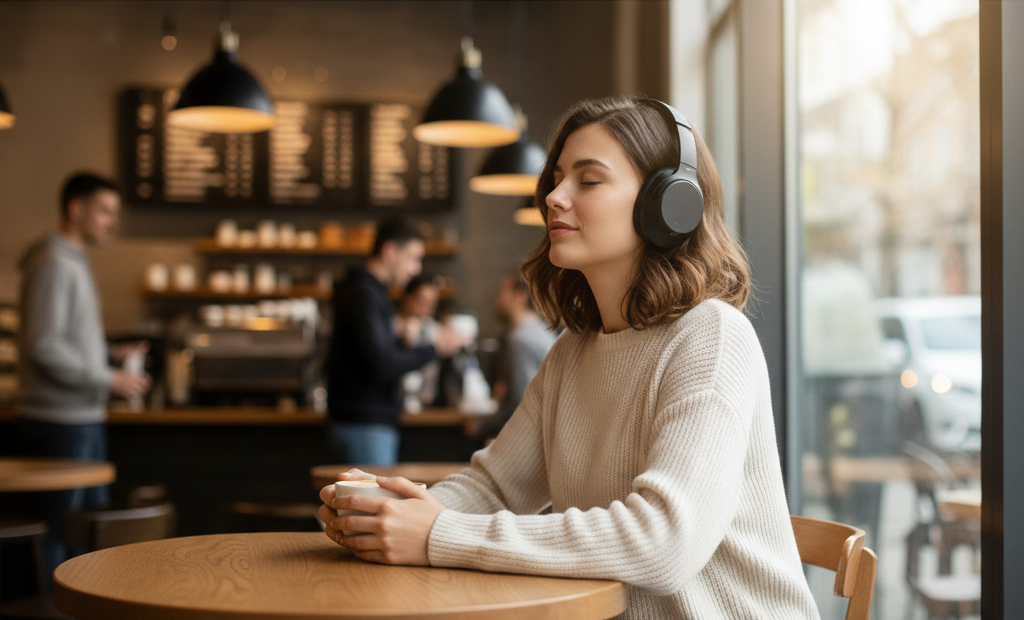 woman wearing headphones