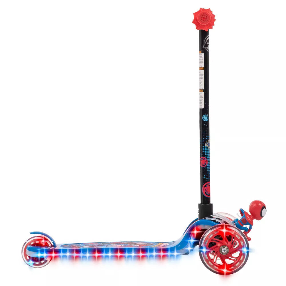 Huffy Marvel Spidey 3 Wheel Scooter Side View Lights