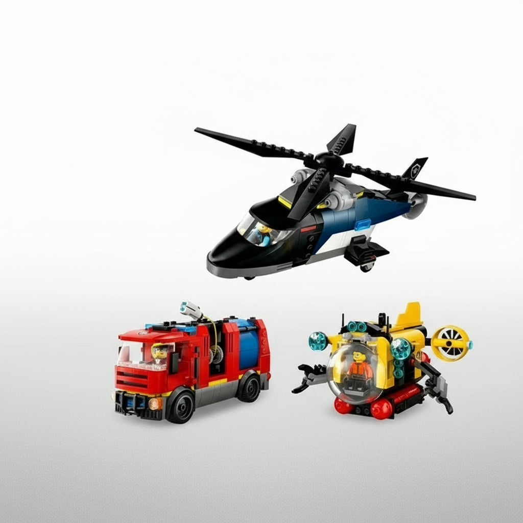 LEGO® City Helicopter, Fire Truck & Submarine Remix