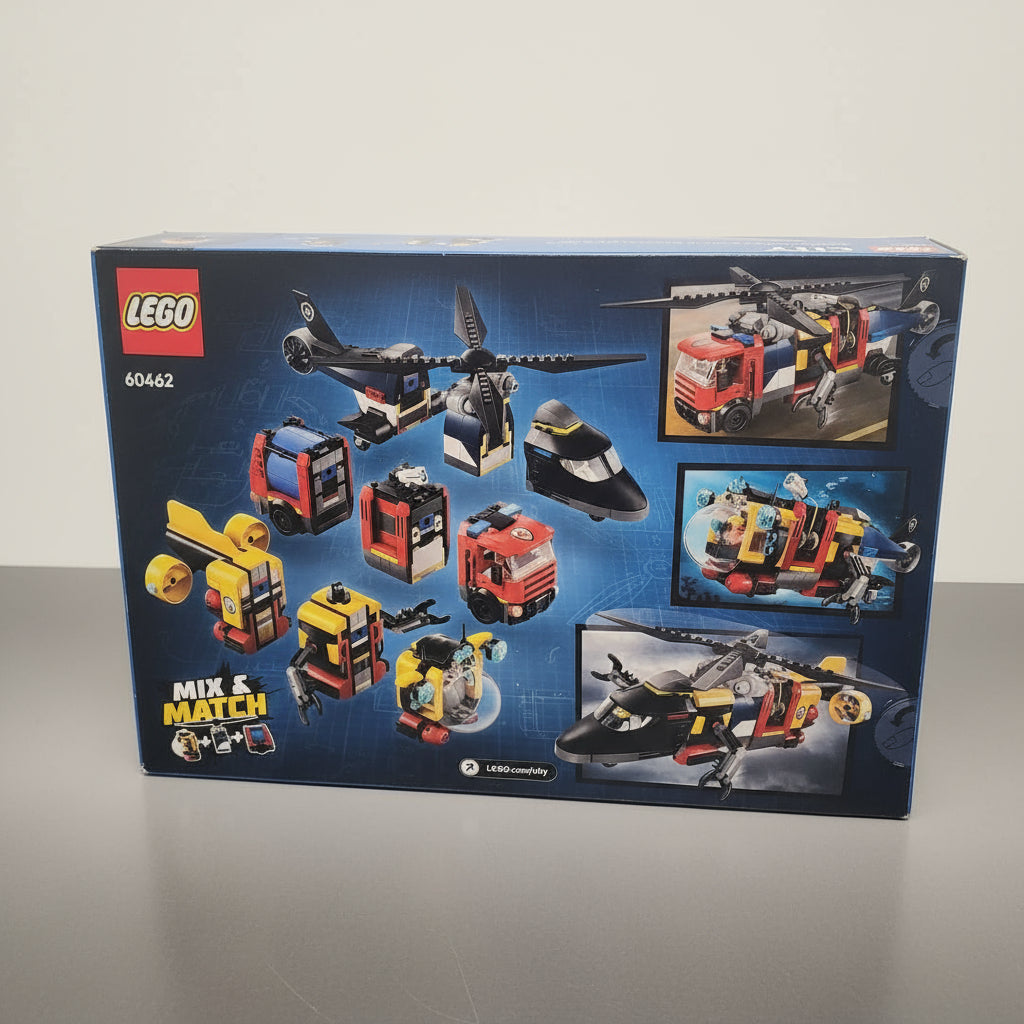 LEGO® City Helicopter, Fire Truck & Submarine Remix Box back