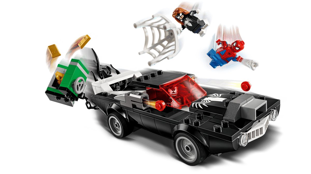 Lego Marvel Spiderman vs Venom Muscle Car Action