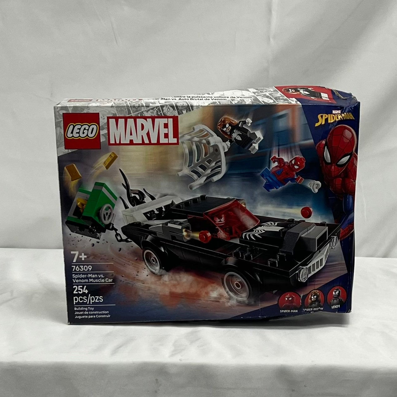 Lego Marvel Spiderman vs Venom Muscle Car Box Front