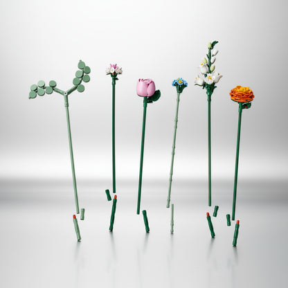lego pretty pink flower bouquet stems