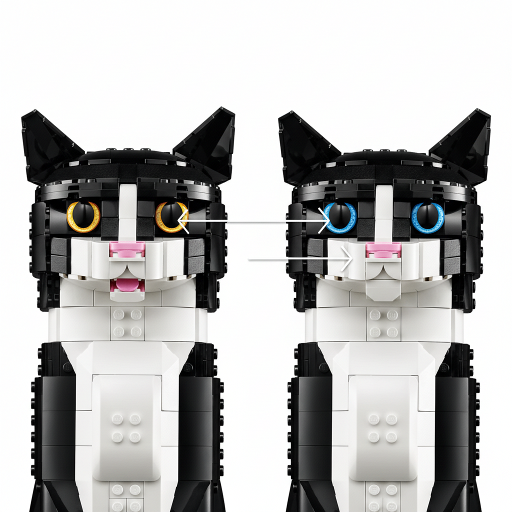 Lego Tuxedo Cat Eye Colors