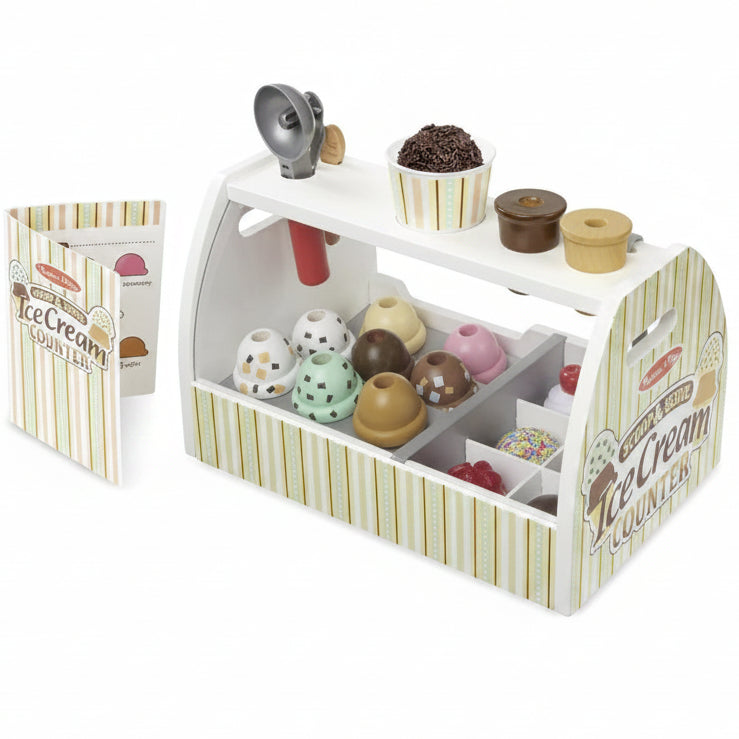 Melissa & Doug Wooden Scoop & Serve Ice Cream Counter
