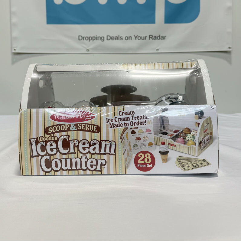 Melissa & Doug Wooden Scoop & Serve Ice Cream Counter Box Front