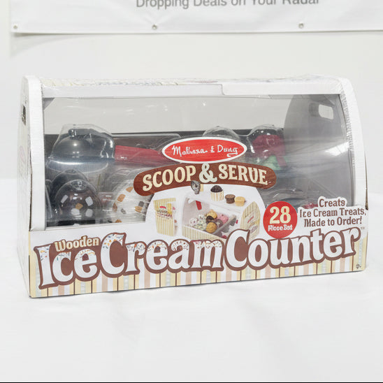 Melissa & Doug Wooden Scoop & Serve Ice Cream Counter Box Back