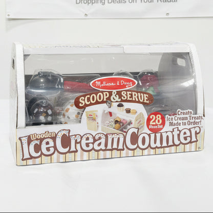 Melissa & Doug Wooden Scoop & Serve Ice Cream Counter Box Back