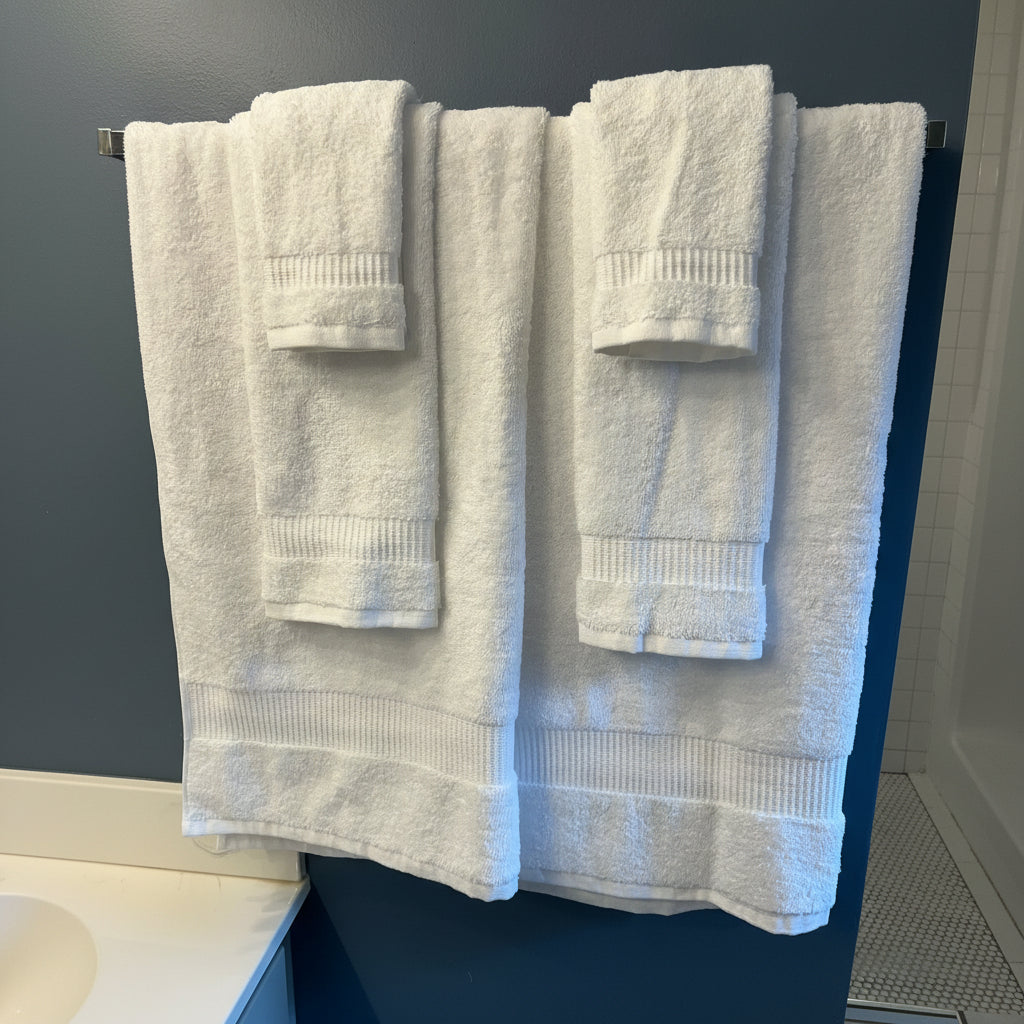 White Optima Towel Set Lifestyle Zoom