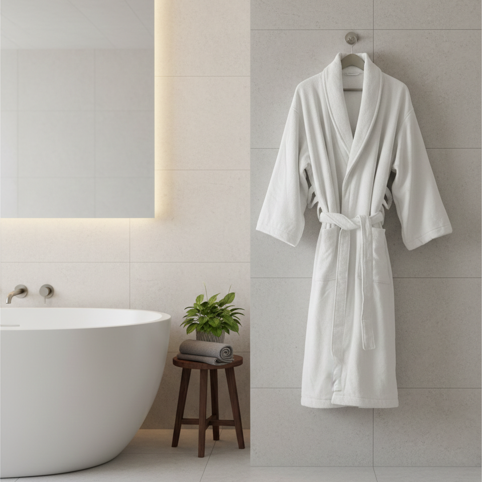 Optima 100% Cotton Shawl Collar White Robe