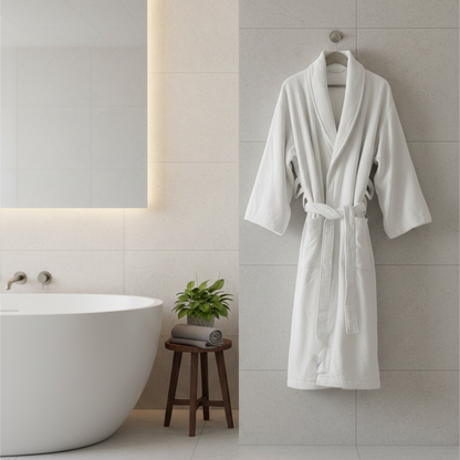 Optima 100% Cotton Shawl Collar White Robe