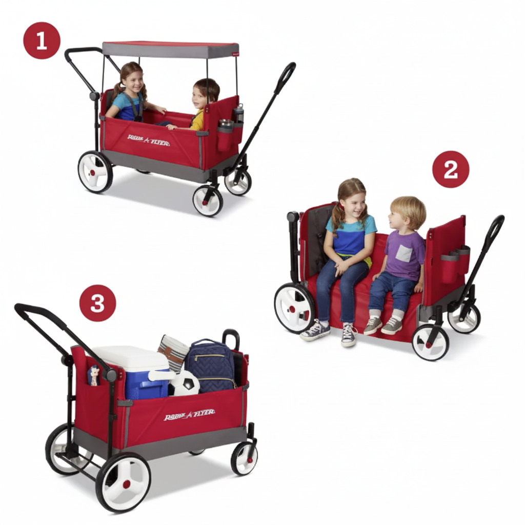Radio Flyer Convertible Kid & Cargo Wagon 3 Uses