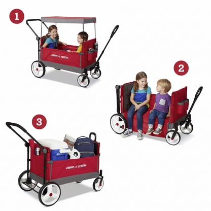 Radio Flyer Convertible Kid & Cargo Wagon 3 Uses