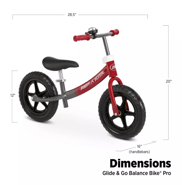 Radio Flyer Glide & Go Balance Bike Dimensions