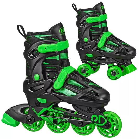 Roller Derby Green Kid's Adjustable Quad Inline Skates