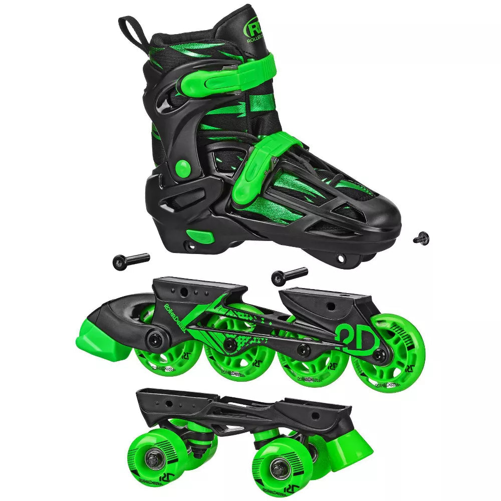 Roller Derby Green Kid's Adjustable Quad Inline Skates