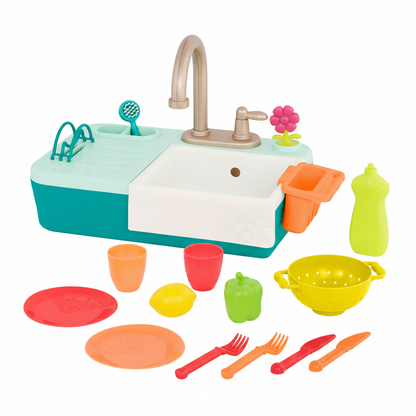 B Toys Splash n Scrub Sink Toy Set pieces