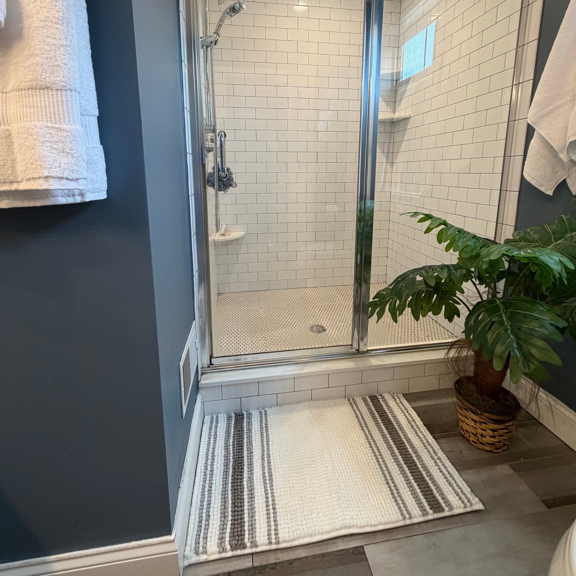 Threshold Striped Memory Foam Bath Mat  at Shower