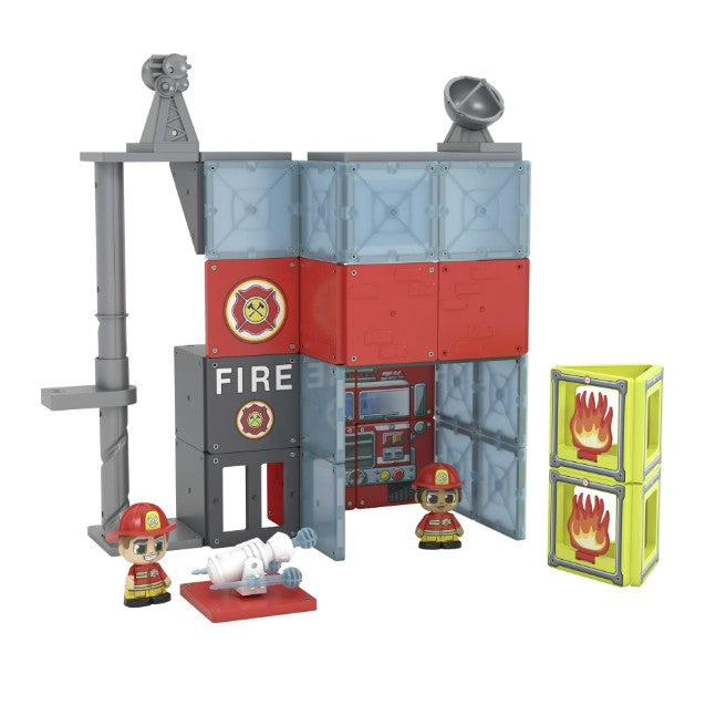 Tile Town Fire Station Magnetic Tile Set