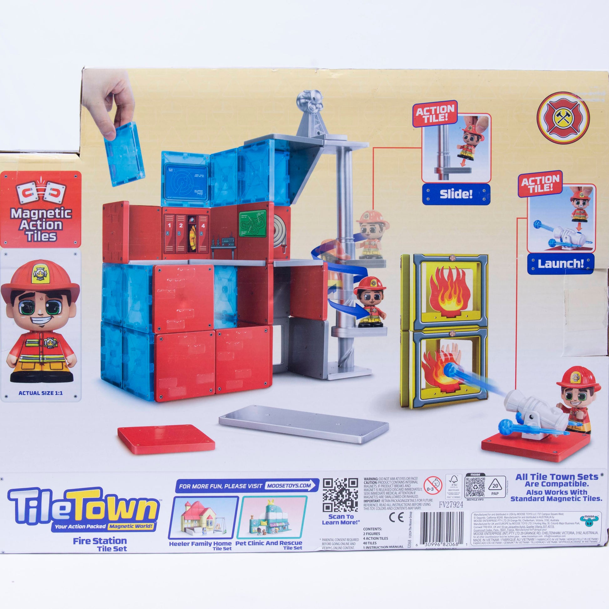 Tile Town Fire Station Magnetic Tile Set Box Back