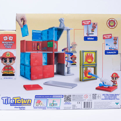 Tile Town Fire Station Magnetic Tile Set Box Back